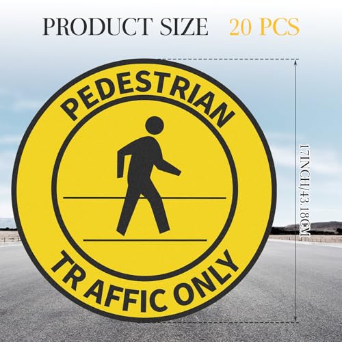20 Pack Pedestrian Traffic Only Floor Stickers Sign 17 Inch