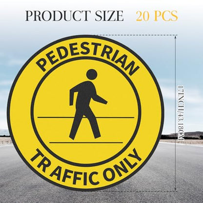 20 Pack Pedestrian Traffic Only Floor Stickers Sign 17 Inch