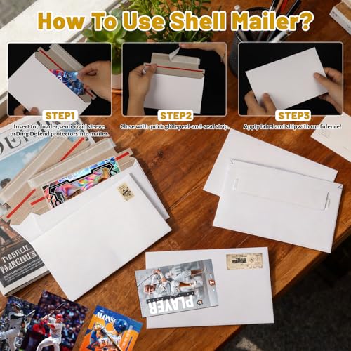 110 Pack White Trading Card Shipping Envelopes, 7x 4.35 Inch Self-Adhesive Mailer Envelopes Perfect for Semi-Rigid Sleeves, Trading Card Mailing Supplies - color: White-110 Pack