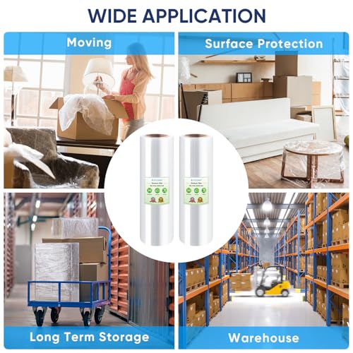 TICONN Stretch Wrap Roll, 18 in x 1000 ft Plastic Wrap for Moving Furniture - style: 18''-2PK Clear (No handle)