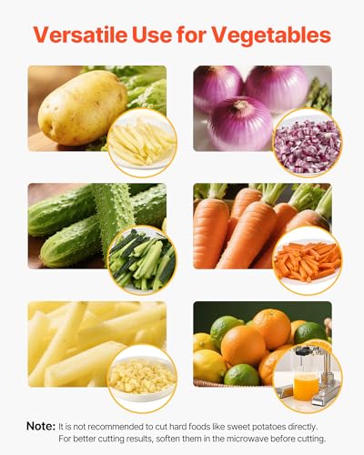 VEVOR French Fry Cutter, Ergonomic Potato Slicer with 3 Blades (1/2", 3/8", 1/4") & Juicer Plate, Easy-Replace Vegetable Chopper Dicer for Carrot, Onion, Lemon, Ideal for Home & Commercial Kitchens - size: 1/4" + 3/8" + 1/2" + Juicer Plate