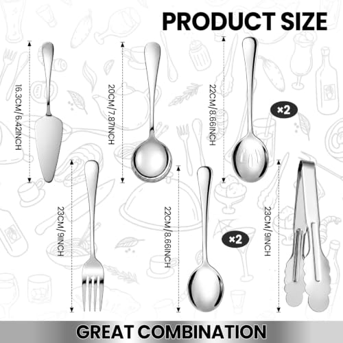 8 Pcs Silver Serving Utensils Set, Serving Spoons for Buffet - color: Silver