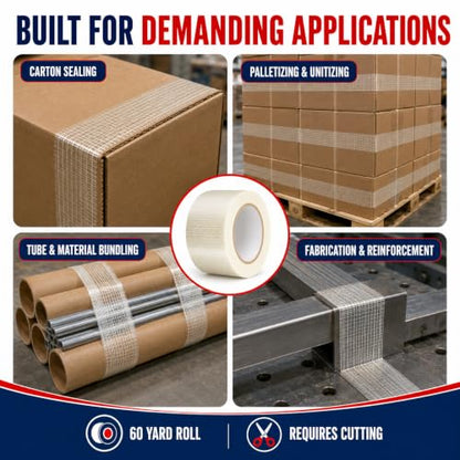 GGR Supplies FIL-835B/D Bi-Directional Filament Tape, 6 Inch x 60 Yards - size: 6" in. x 60 yds.