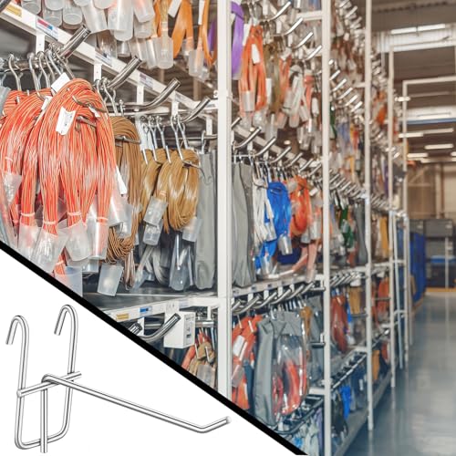 Moxweyeni 25 Pack Grid Wall Hooks, 6 Inch Silver Gridwall Hanger - color: Silver, size: 6 Inch
