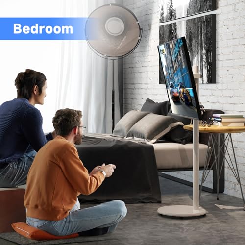 Suptek Mobile Cart for 13-42" Displays, Adjustable Rolling TV Stand with VESA Mount, Compatible with Touch Screen Monitor and Portable TV, White (ML1332BW)