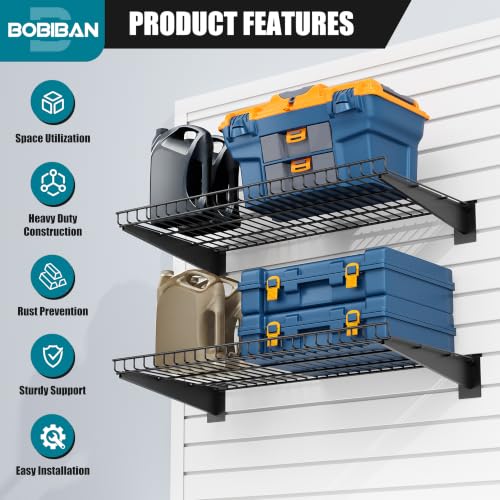 2 Pack Metal Slatwall Shelves 24X12 Inch, Black - color: Black, size: M2PC