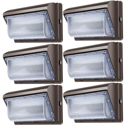 ledmo 120W LED Wall Pack Light - Size Update 6 Pack Dusk to Dawn Outdoor Lighting with Photocell Commercial Industrial Lights for Bay,Shop,Garage,Barn,Warehouse,Building,Yard 5000K - size: 6 Pack With Photocell