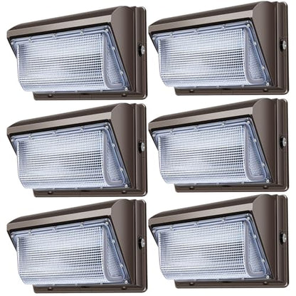 ledmo 120W LED Wall Pack Light - Size Update 6 Pack Dusk to Dawn Outdoor Lighting with Photocell Commercial Industrial Lights for Bay,Shop,Garage,Barn,Warehouse,Building,Yard 5000K - size: 6 Pack With Photocell