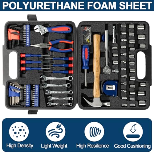 2 PCS Polyurethane Foam Sheets 16" L x 12" W x 2" T Packing Foam Inserts Cuttable Craft Foams Cushion Foams High Density Foam Pads for Case, Tool Box, Game Box, Camera, Jewelry, DIY Craft, Black - size: 16in X 12in X 2in