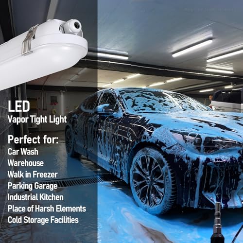 LEONLITE 4-Pack 4FT 3CCT LED Vapor Tight Light Fixture, 70W/60W/50W