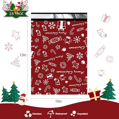 JinRuiKJ 10x13 Christmas Poly Mailers 25 Pack - color: Merry Christmas, size: 10x13'' - 25 Pack