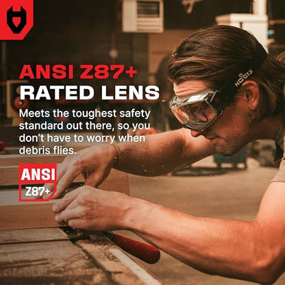 NoCry Anti-Fog Safety Goggles Over Glasses, Dust Eye Protection, ANSI Z87.1