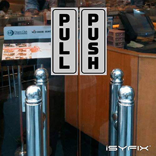 iSYFIX Push Pull Stickers Sign, 2x5 Inch, White/Black, 2 Pack - color: White / Black, size: Vertical 2x5