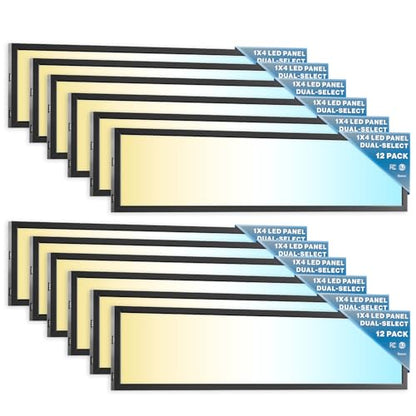 Sunco 12 Pack 1x4 LED Flat Panel Lights, 3CCT Selectable, 30-46W, Dimmable - size: 1x4 - Black