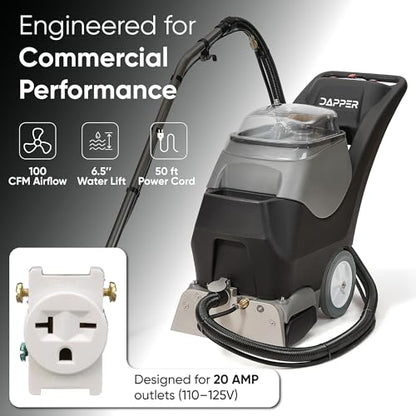 Commercial 4-in-1 Steam Carpet Cleaner Extractor – Cold Water, 18.5" Cleaning Path, 10.5/8 Gallon Tanks, with Upholstery & Wand Tool, Ideal for Large Areas & Professional Use