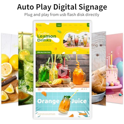 15.6" Digital Signage Display with Adjustable Stand - color: White, size: 4+64