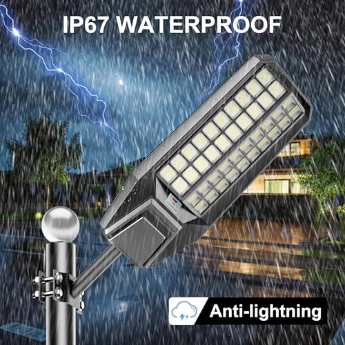 loyoele 900000LM 10000W Solar Street Lights Outdoor – LED Solar Light with Motion Detection, Dusk to Dawn, Weatherproof, Ideal for Security Lighting in Driveways and Parking Lots (2 Pack) - size: L-10000-2 Pack