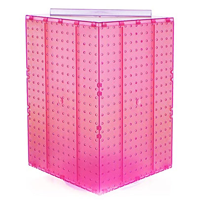 Azar Displays 701414-PNK Rotating Display Stand - 4-Sided Display Racks Peg Display Carousel (14” W x 14” D x 20” H) - Easy Assemble Revolving Display for Retail - Pegboard Organizer, Pink - color: Pink, style: Pegboard only
