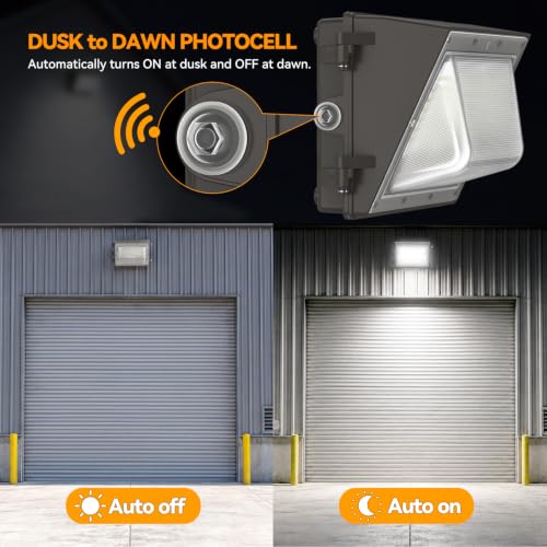 160W LED Wall Pack Light Dusk to Dawn, 25600LM 6500K Exterior Lights