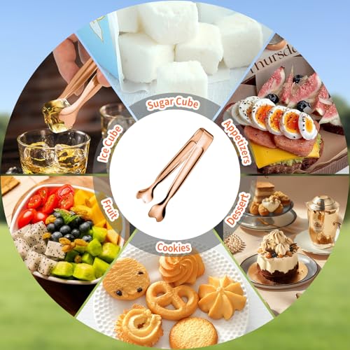 Mini Serving Tongs, Anytrp 18-Packs Stainless Steel Sugar Tongs, 4.3inch Ice Tongs Kitchen Tong Appetizers Tong for Coffee Bar, Tea Party, Desserts Party, Sugar and Ice Bucket - color: Rose Gold, size: 4.3inch-18pcs