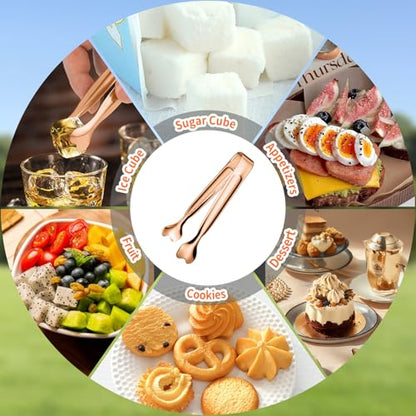 Mini Serving Tongs, Anytrp 18-Packs Stainless Steel Sugar Tongs, 4.3inch Ice Tongs Kitchen Tong Appetizers Tong for Coffee Bar, Tea Party, Desserts Party, Sugar and Ice Bucket - color: Rose Gold, size: 4.3inch-18pcs
