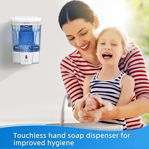SVAVO Automatic Soap Dispenser Touchless, 21oz/600ml Soap Dispenser Wall Mount, Liquid Soap Dispensers for Hand Soap Refill, Bathroom, Kitchen, Household, Commercial Place, ABS Plastic White - color: White, size: 600ml