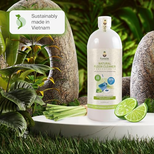Fuwa3e Pineapple Enzyme Natural Floor Cleaner Lime & Lemongrass - 33.8oz 1 Pack (Makes 44 Gallons) - 99% Organic Mop Soap with Fermented Pineapple Peels - Multi Surface Non Toxic Floor Cleaner