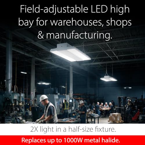 RAB Lighting RBAY15S LED High Bay Light - 130W 100W 80W Adjustable Linear High Bay Lighting Fixture - 3500K 4000K 5000K Dimmable 0-10V - Warehouse Shop Light 120-277V - size: S