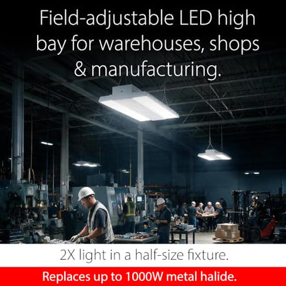 RAB Lighting RBAY15S LED High Bay Light - 130W 100W 80W Adjustable Linear High Bay Lighting Fixture - 3500K 4000K 5000K Dimmable 0-10V - Warehouse Shop Light 120-277V - size: S