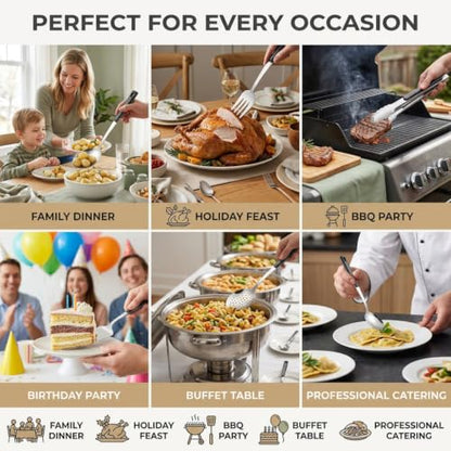 16-Piece Stainless Steel Buffet Serving Set - color: 16 pack Serving Sets