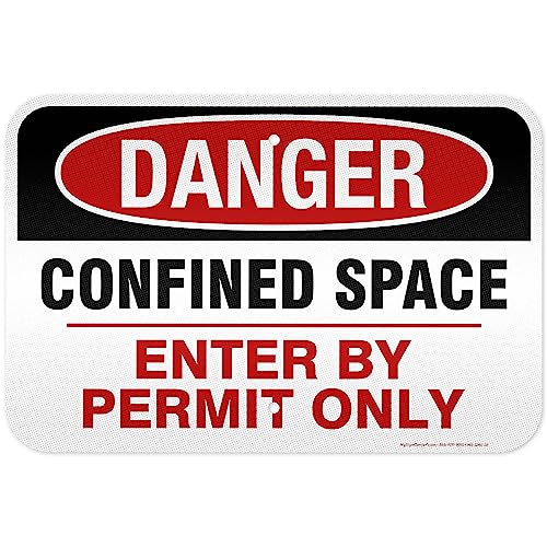 Danger Confined Space Enter By Permit Only Sign, 12x18 Inches, 3M EGP - size: 12x18 - Aluminum Reflective