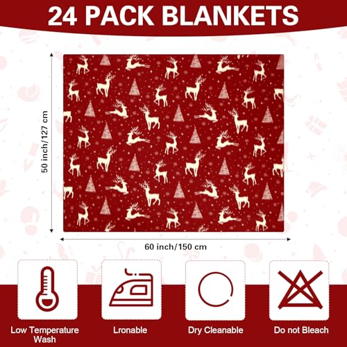 Preboun 24 Pack Bulk Christmas Fleece Throw Blankets, Deer - style: Deer