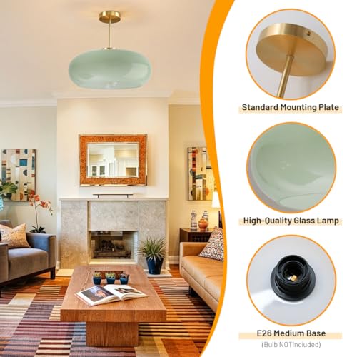 Semi-Flush Mount Light Fixtures Milk Green Ceiling Lamp Brushed Gold - color: 15.7″-Milk Green2