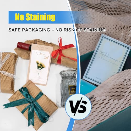 Honeycomb Packing Paper Roll 15" x 295 FT with Fragile Stickers– Biodegradable Cushioning Wrap for Moving, Shipping & Gift Wrapping – 100% Recyclable, FSC Certified Eco-Friendly Packaging - size: 15" x 295ft