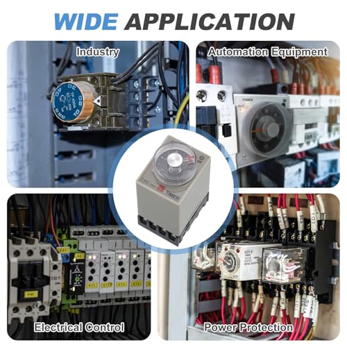 MECCANIXITY AC220V Timer Relay, Time Relay Timing Delay on Time 8 Pin 6S-3 Min Knob Control with Socket, AH3-3