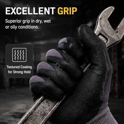 LunaDream Work Gloves MicroFoam Nitrile Coated-6 Pairs,Seamless Knit Nylon Gloves,Gray Work gloves - size: 10X-Large