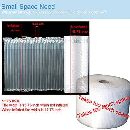 Bubble Cushioning Wrap Roll, 15.75 inch x144 Feet, GOENDR Inflatable Air Pillow Column Wrap for heavy duty Packing and Moving, Large Bubble Wine Bottle Protector Breakable Shipping Supplies - size: 15.75inch * 144ft