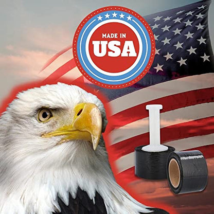 PSBM Dark Black Mini Stretch Wrap with Plastic Handle, 1296 Rolls 3 Inch x 1000 Feet 80 Gauge Heavy Duty Plastic Wrap Industrial Strength Shrink Film for Moving, Packing & Shipping - color: Black, size: 1296 Rolls