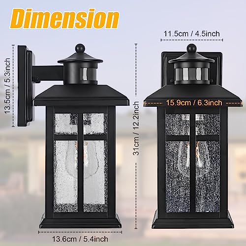 Brilvibera Outdoor Wall Light Motion Sensor, Dusk to Dawn Outdoor Lighting - color: Black, size: 12 inches