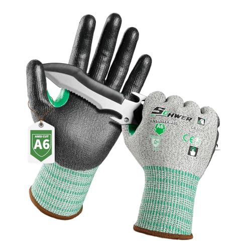 Schwer 12 Pairs A6 Cut Resistant Gloves with Reinforced Thumb, CR3099, S - color: Grey, size: Small