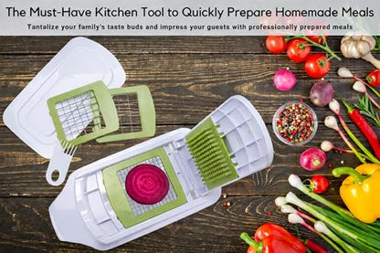 Brieftons QuickPush 8-Cup Push-Down Manual Vegetable Chopper & Food Dicer