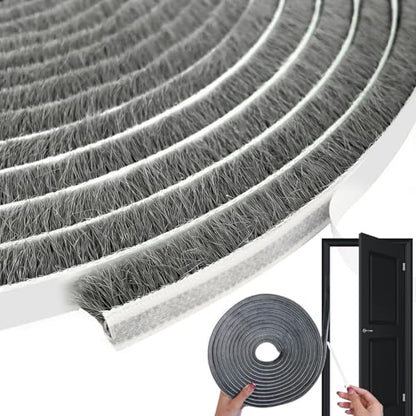 Weather Stripping Door Window Seal Strip, 32.8FT Self-Adhesive Soundproofing Weatherstrip, Draft Blocker Dustproof Strip for Sliding Windows, Doors, Cabinets (0.6" W x 0.4" H) - size: 0.6x0.35x33FT
