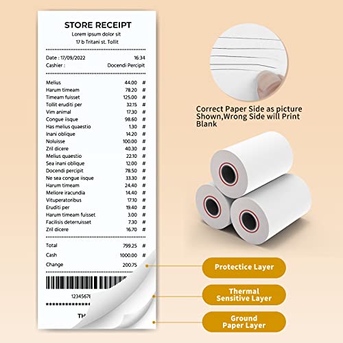 MFLABEL® 5 Rolls Thermal Paper (2 1/4" x 85') - POS Receipt Rolls for Cash Register, Credit Card Terminal, Square Reader, Clover & More | High-Sensitivity 48g Thermal Paper, BPA-Free, Sharp Print - size: 2 1/4" x 85'