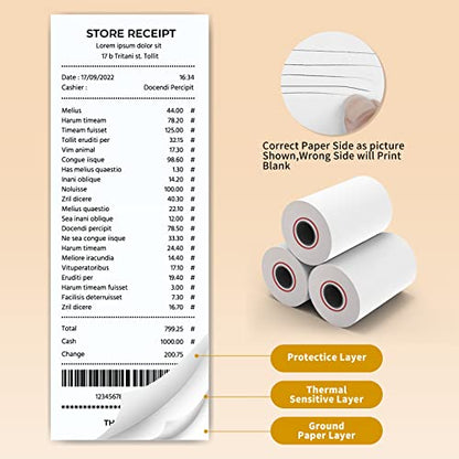 MFLABEL® 5 Rolls Thermal Paper (2 1/4" x 85') - POS Receipt Rolls for Cash Register, Credit Card Terminal, Square Reader, Clover & More | High-Sensitivity 48g Thermal Paper, BPA-Free, Sharp Print - size: 2 1/4" x 85'