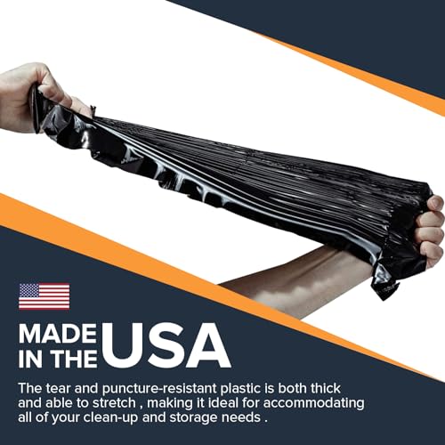 45-50 Gallon 3 Mil Heavy Duty Contractor Trash Bags on Roll, Extra Thick Construction Garbage Bags, Easy Tear-Off, Leak & Puncture Resistant,for Renovation, Demolition & Yard Waste, 40 Count