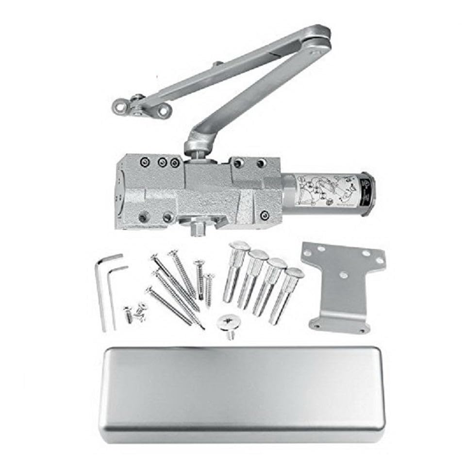 Commercial Door Closer Grade 1 Hydraulic Extra Heavy Duty Self-Closing Adjustable Size 1–6 ADA Compliant ANSI/BHMA Certified Automatic High Traffic Surface-Mount Weather-Resistant Silver UL Fire-Rated - style: MN9002 - Extra Heavy Duty Door Closer