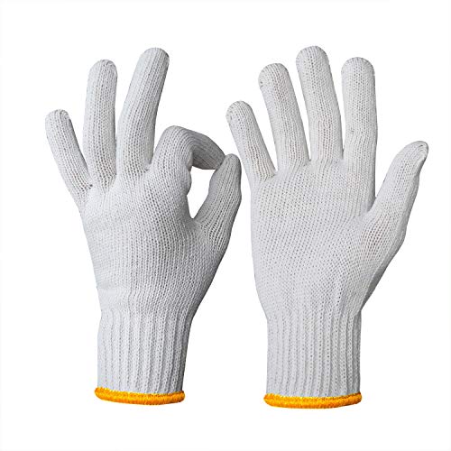 Evridwear Cotton Polyester String Knit Shell Safety Protection Work Gloves for Painter Mechanic Industrial Warehouse Gardening Construction Men One Case With no dots, S Size 240 Pairs - color: No Dots - 240 Pairs, size: Small