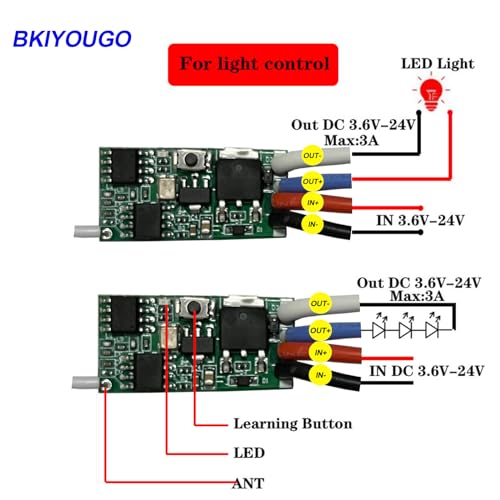 433MHz Universal Wireless RF Remote Control Switch DC 6V 12V 24V 1CH Channel Relay Wireless Secure RF Remote Control Switches Transmitter and Receiver kit, Momentary Toggle Latched Delay Mode(3 Pack) - color: 3transmitters and 3 receiver