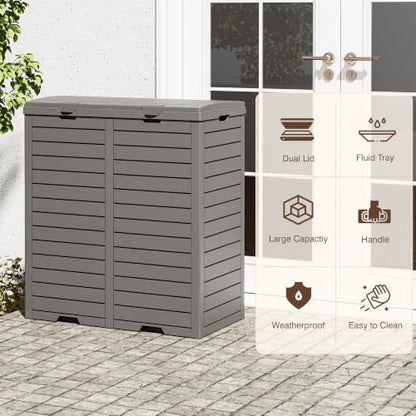 Fancyango Resin Outdoor Trash Can with Lid, 62 Gallon, Gray - color: Grey, size: 62 Gallon