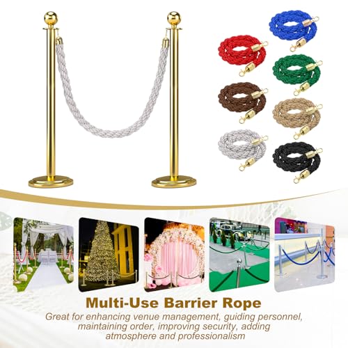 MECCANIXITY Twisted Stanchion Rope 3.28 Ft/1 M, Barrier Rope Twisted Post Ropes with Snap Hooks for Posts Stands Queue Divider Crowd Control, White Golden - color: White Golden, size: 3.28 Ft